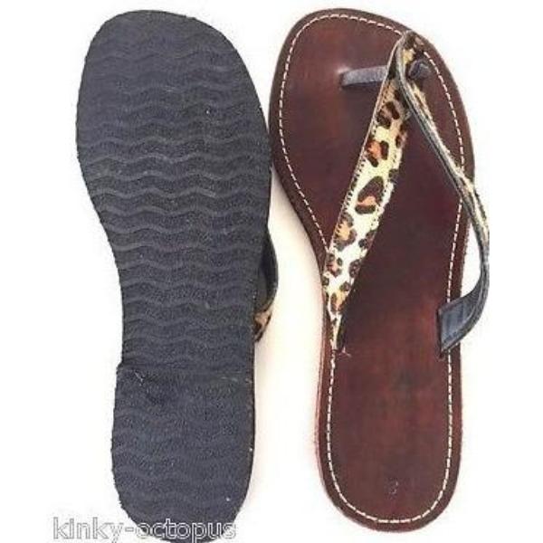 Cow Leather Furry Flip Flops