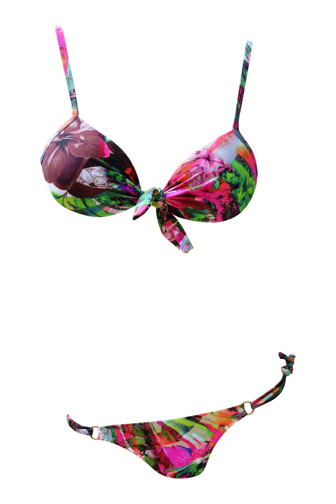Buzios Bikinis, Pink Tropical Orchid Bikini Brief -  Side ties