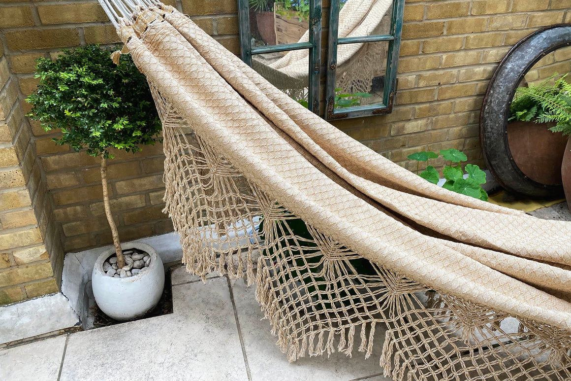 Bahia Woven Beige Cotton Double Hammock
