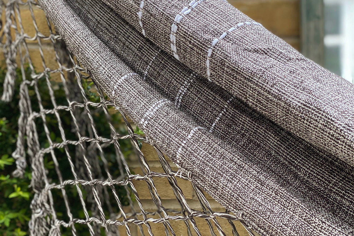 Bahia Ash Grey Cotton Hammock with White Stripe Detail