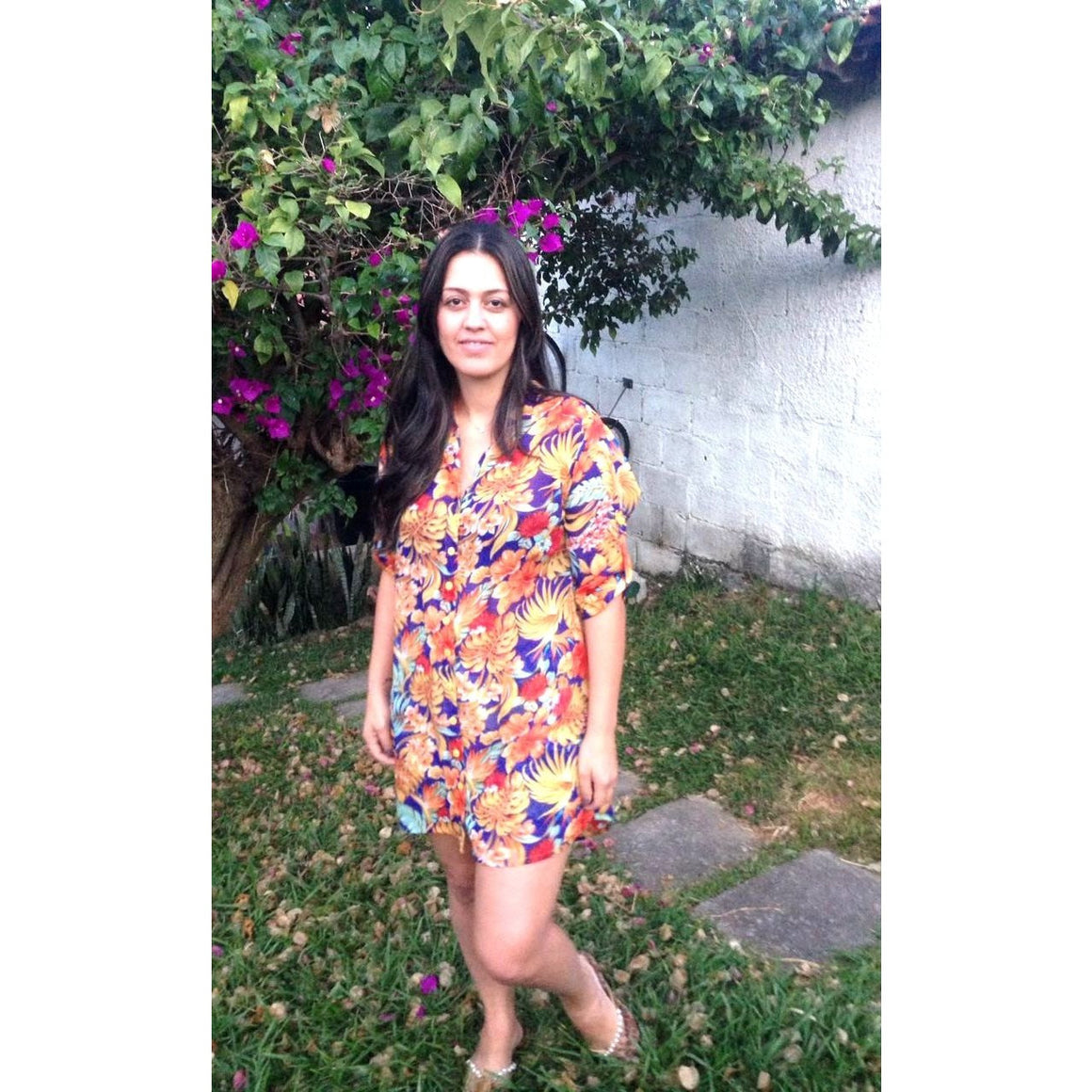 Kinky Octopus Tropical Flower Shirt Dress