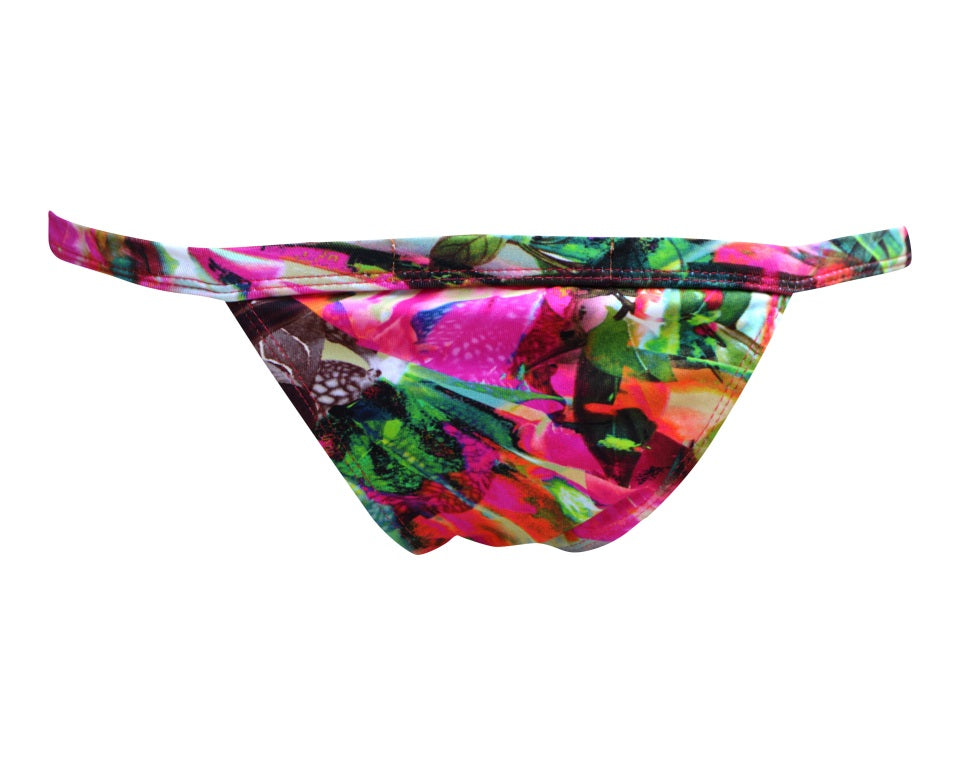 Buzios Bikinis, Pink Tropical Orchid Bikini Brief -  Buckle Sides