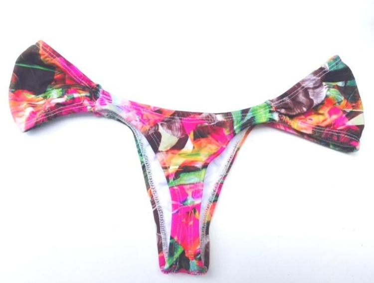 Buzios Bikinis, Pink Tropical Orchid Flower Bikini Thong - Fan Sides