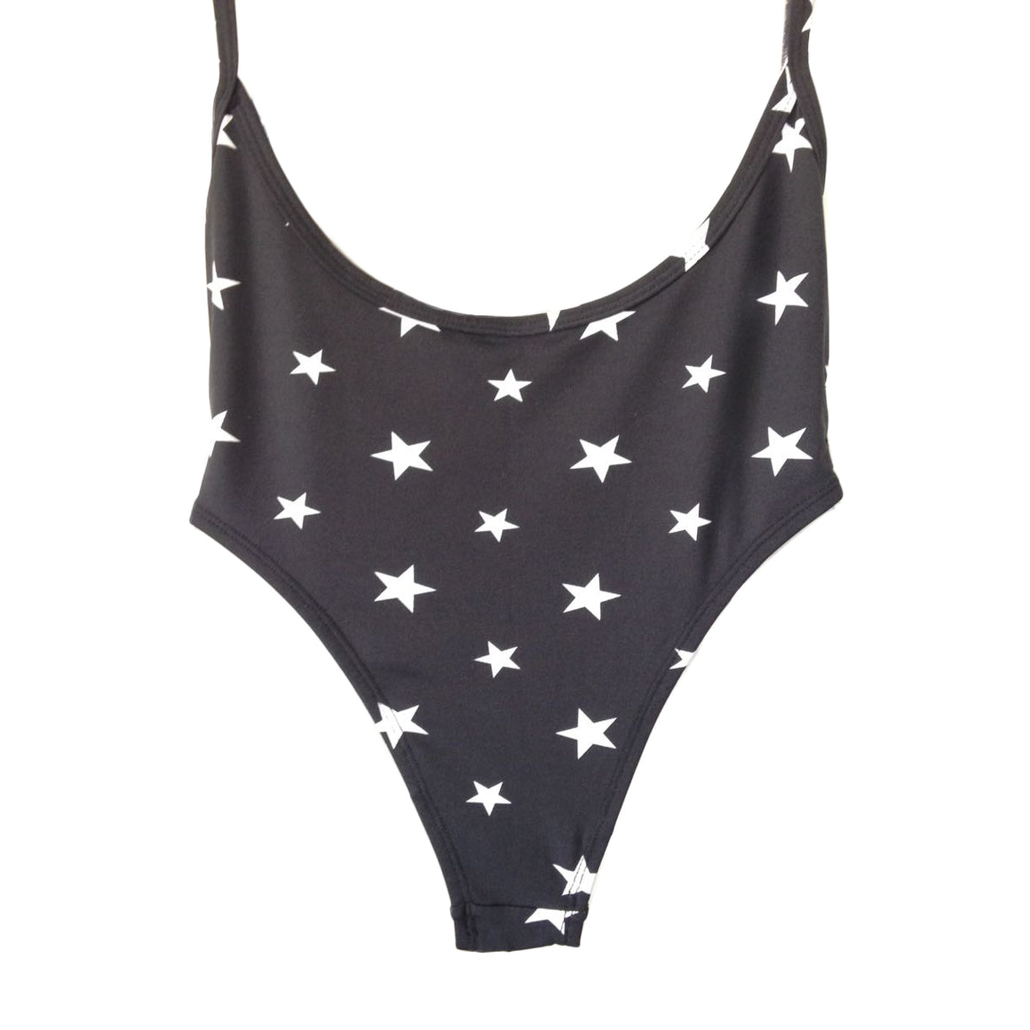 Princess Rio, Star Print, Black One-Piece Thong Swimsuit